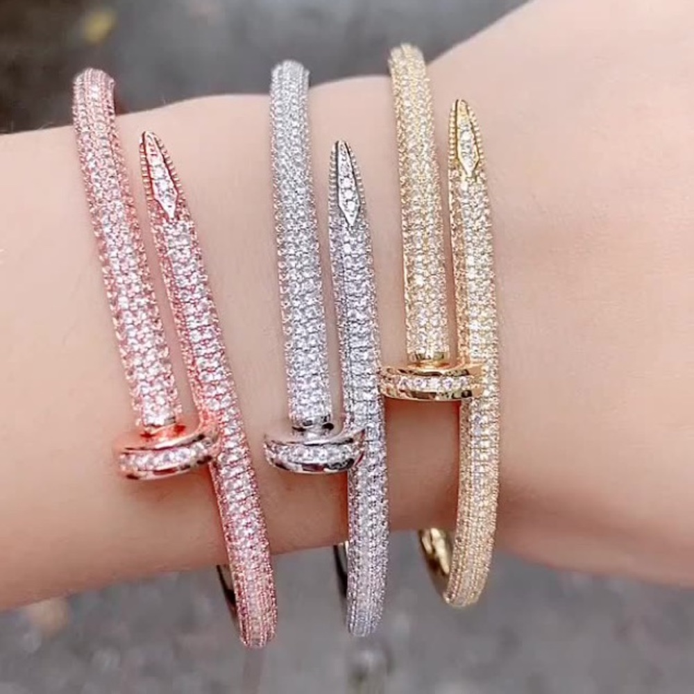 Nail Head Pave Bracelet | Rose Gold Bangle